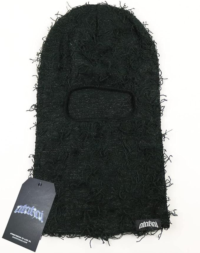 Black Distressed Balaclava Face Mask Clothing