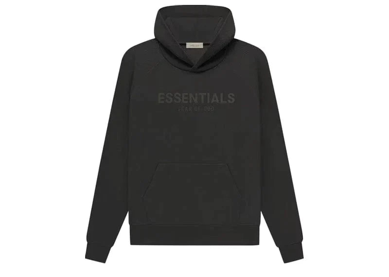 FEAR OF GOD ESSENTIALS WAFFLE RAGLAN HOODIE OFF BLACK CLOTHING